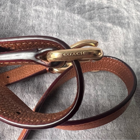 COACH Pebbled Leather Strap Replacement Adjustable Brown Gold Tone Hardware - Picture 5 of 10